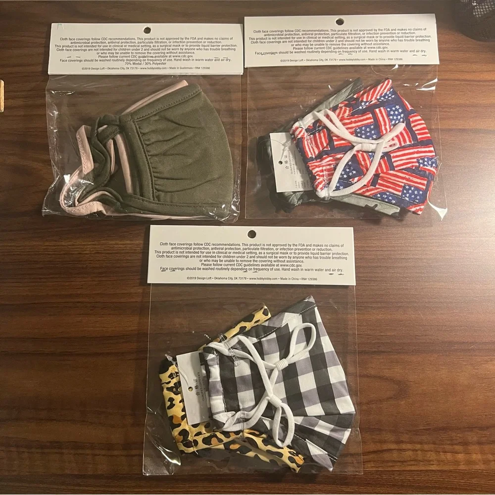 Fashion Face Covering American Plaid Cheetah Assorted  Face Masks.